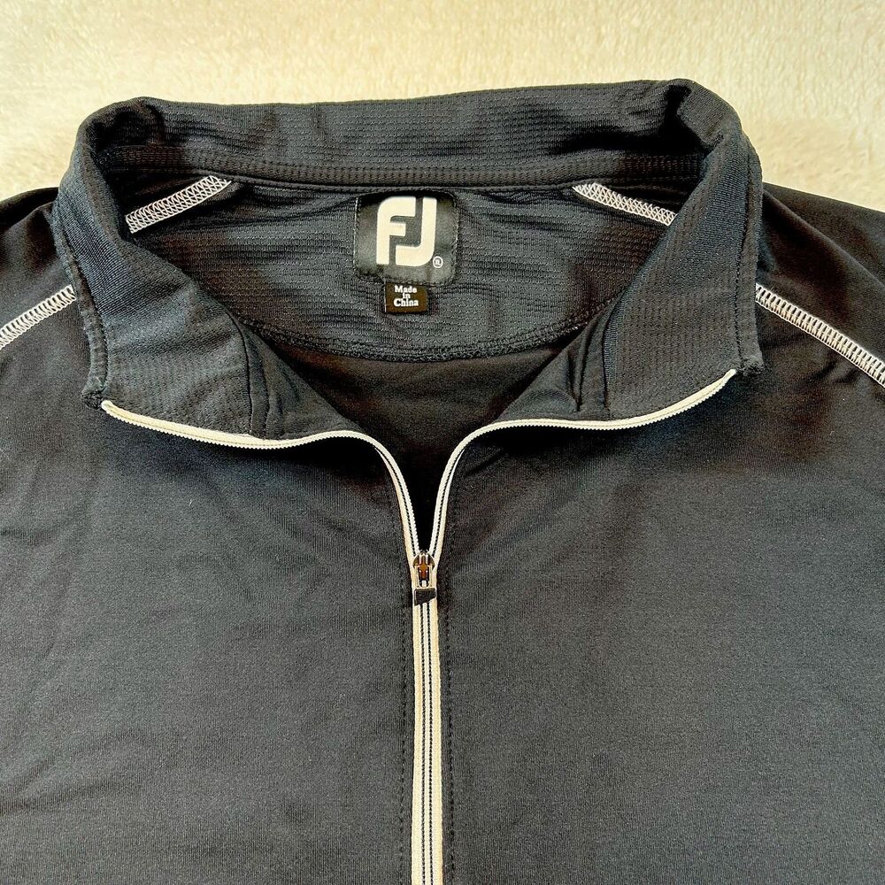 FootJoy  FJ Men's  LS Golf  ¼ Zip Pullover Black w White Stitching Size XL